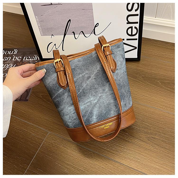 

Ретро Модный Мессенджер Модный Цветовой Блок Повседневный Ведро Большой Вместимости На Одно Плечо Под Мышку Женский