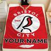 1PC Custom Name Bristol City Patterned Flannel Blanket Suitable For All Seasons for Home Decor Warmth and Comfort Gifts Holiday Present_lx