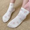 Women's Summer Lightweight Short Socks with Bows All Over, Featuring Flowers, Cute and Versatile, with Mesh Ventilation and Cotton Material.
