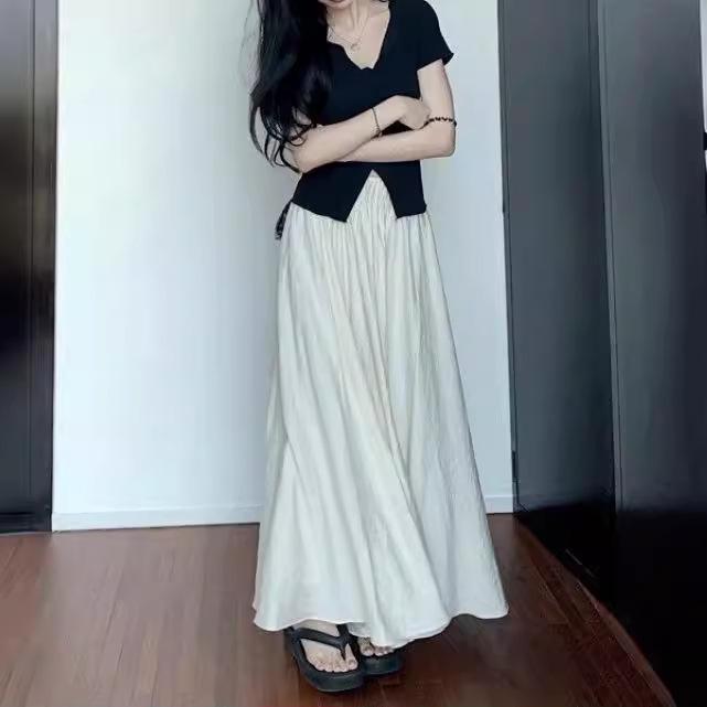 ZZ Schickes Koreanisches Retro Frühjahrs- und Herbst-Zweiteiler: Sexy Trägerkleid + Hemdkleid