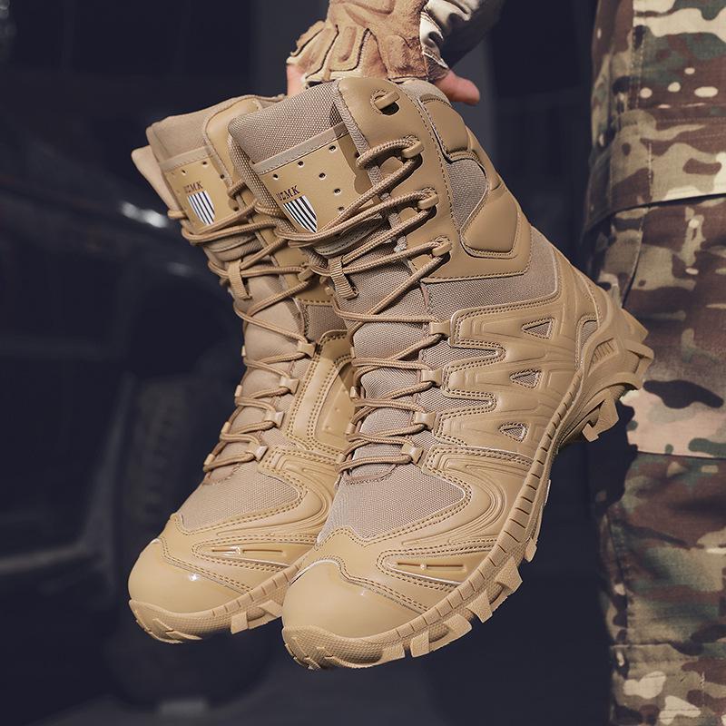 Men's Plus Size High-Top Tactical Combat Boots - Non-Slip Desert Outdoor Footwear