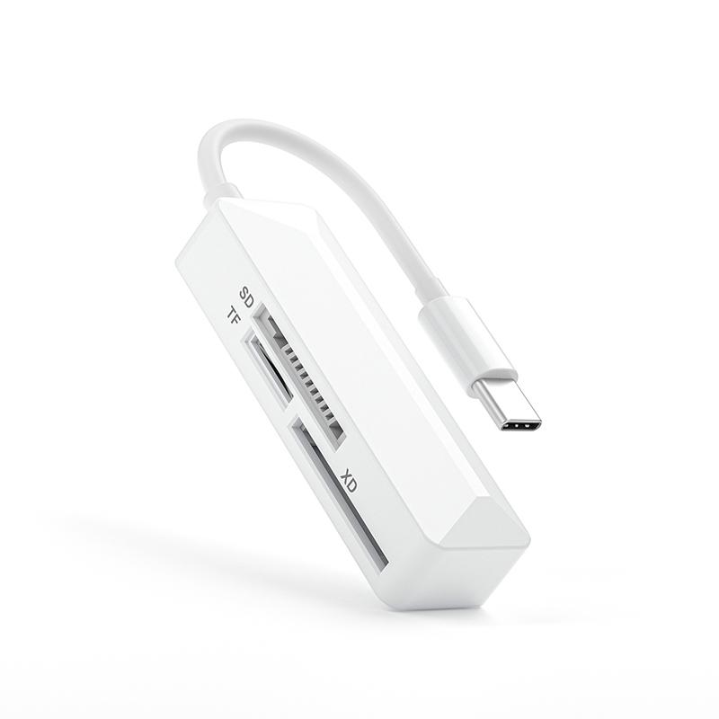 

Адаптер для чтения карт памяти 3-в-1 Xd Sd Tf Type-C Otg для Lightning USB-C для зеркальной камеры для ноутбука ПК для iPhone