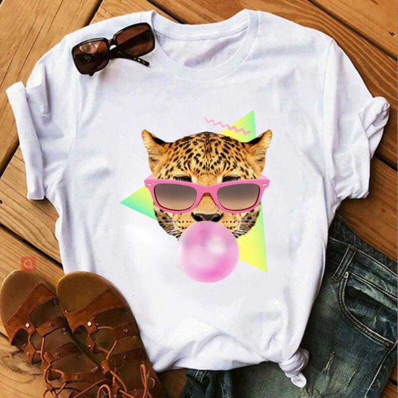 Women's Round Neck White Short-sleeved T-shirt Fashion Printed Valentine's Day Base Shirt Aesthetic Clothes Summer Polyester