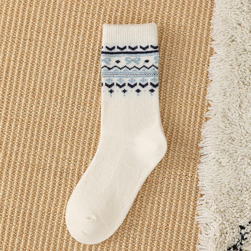 Coffee Color Medium Wool Socks Casual Retro Style Thickened Warm Thick Socks