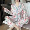 Chinese Style Romantic Art Flower Print Women's Pajamas Elegant Fashion Trend Casual Sleepwear Autumn Lady Homewear