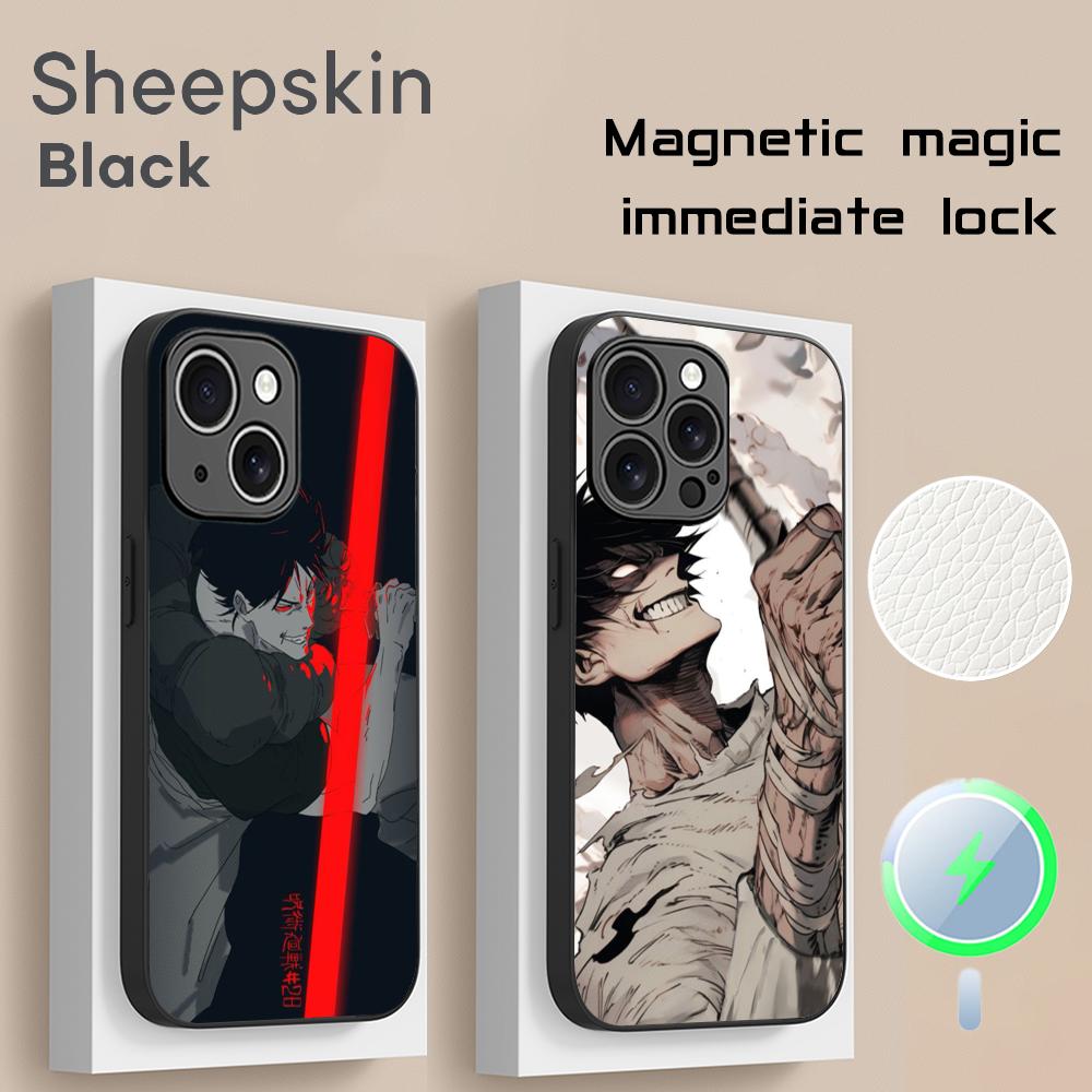 Custodia per Telefono Super Cool Toji Fushiguro Classico Anime Per iPhone 17 16 15 14 13 12 Plus Pro Max Lusso di Alta Gamma Magsafe Pelle di Pecora