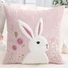 1 Pc Easter Decorative Pillow Cover Rabbit Corduroy Embroidery Plush Spring Summer Gift Living Room Sofa Home Decor