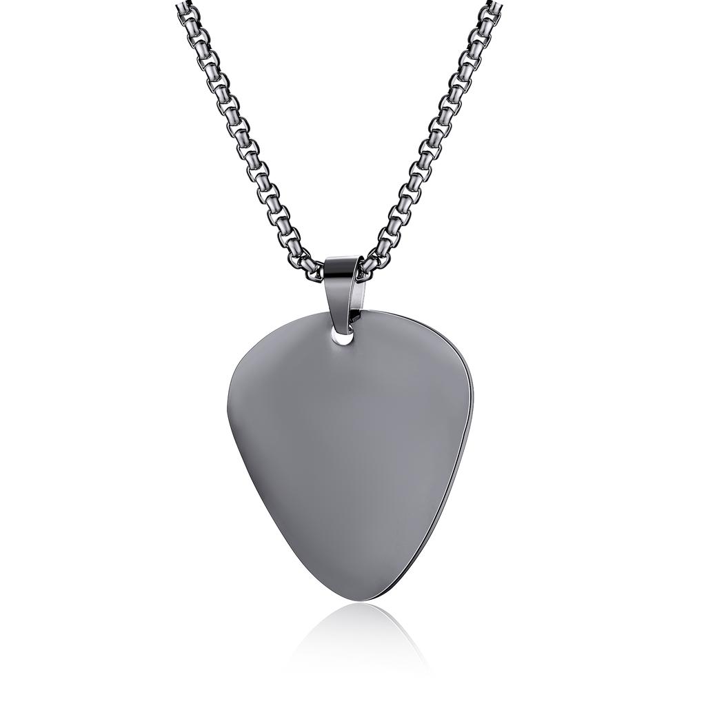Personalized ID Tag Stainless Steel Hip-Hop Guitar Tag Necklace Geometric Military Simple Pendant Jewelry for Men Gift
