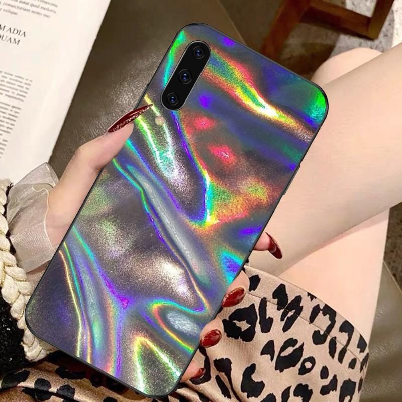 Holographic Colorful Pattern Phone Case For Samsung A91 A81 A73 A72 A71 A30S A20 A12 A13 A52 A53 4G 5G Soft Black Phone Cover