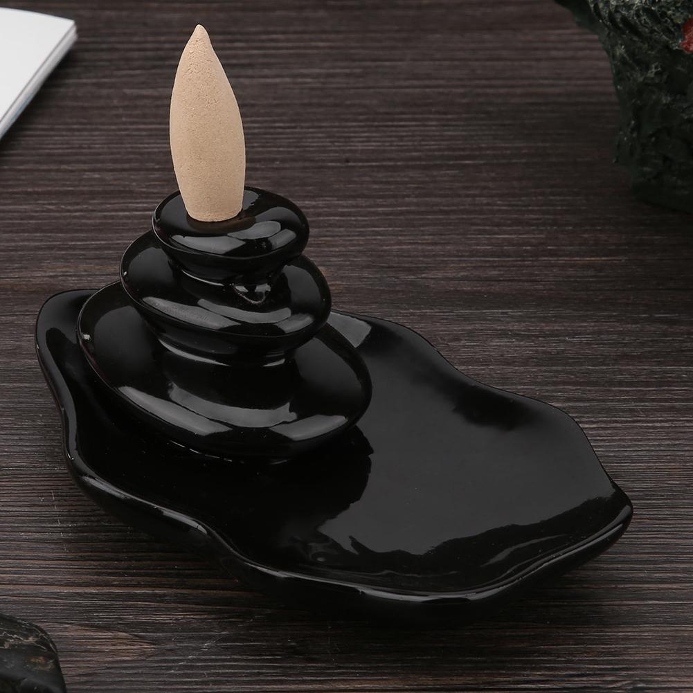 Home Decor Black Glaze Backflow Stick Incense   Ceramic   for Thouse