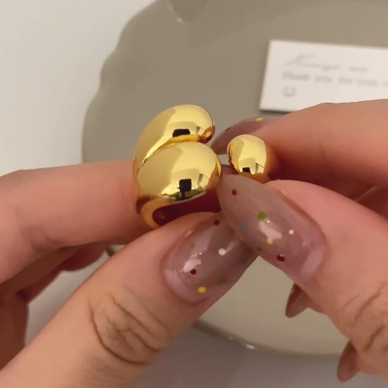 Color Asymmetric Water Droplets Rings For Women Simple Fashion Open Golden Ring Korean Design Jewelry