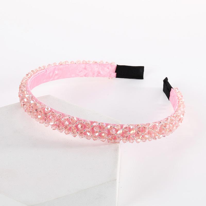 Handmade Beaded Headband Thin Cross Colorful Bead Braided Hairband Hair Rope Women Hair Accessories