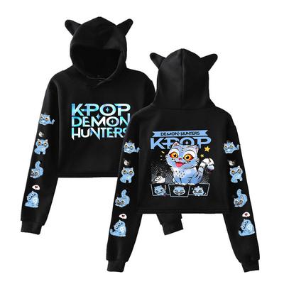 Kpop Demon Hunters Figures Girls Short Cat-Eared Hoodie for Autumn and Winter Casual Sweatshirt Outfit