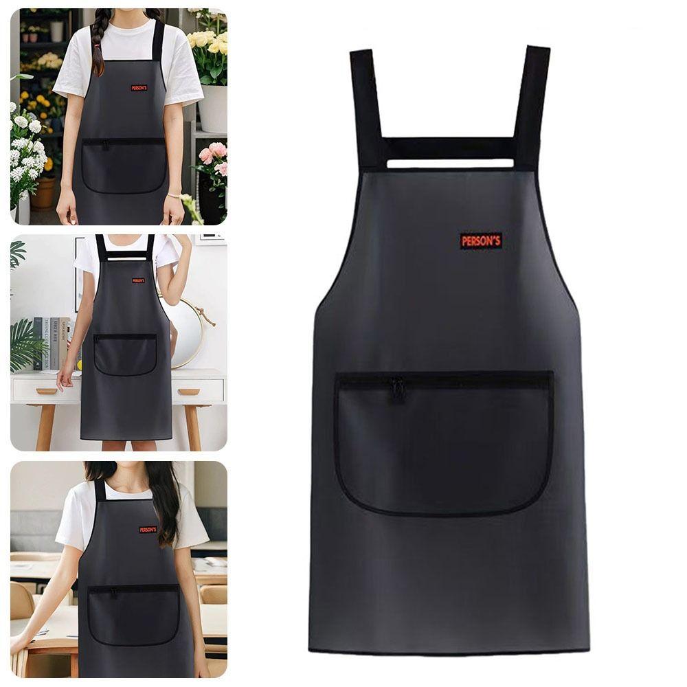 PU Kitchen Apron Waterproof Cleaning Aprons Thickened Work Apron  Unisex