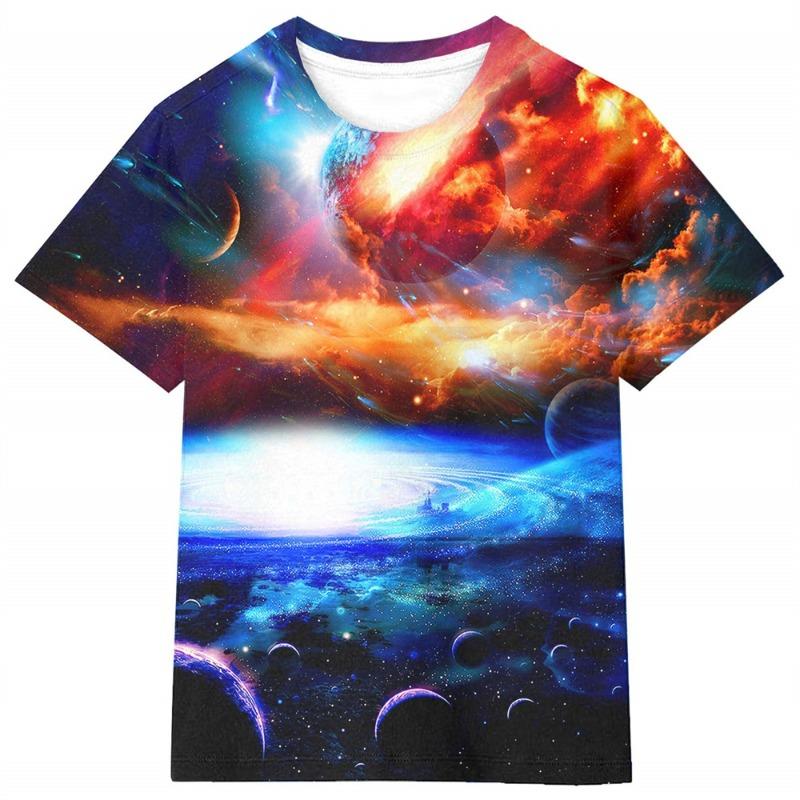 T-shirt une pièce pour enfants, motif ciel étoilé, pour garçons de 9 à 12 ans, à la mode, motif cosmique 3D, pour l'été
