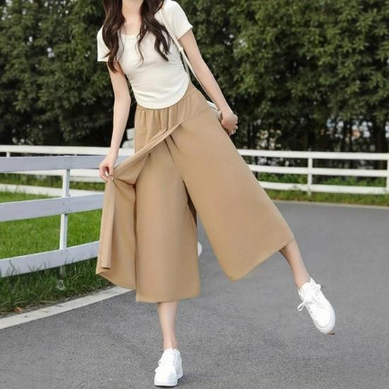 2025 Women's Plus Size High Waist Summer Skirt Pants - Loose, Slimming, Thin Fit