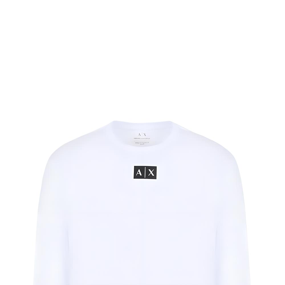 Armani Exchange Letter Print Crew Neck Long Sleeve T-Shirt Men Tops White 6RZTCB-ZJ9TZ-1100