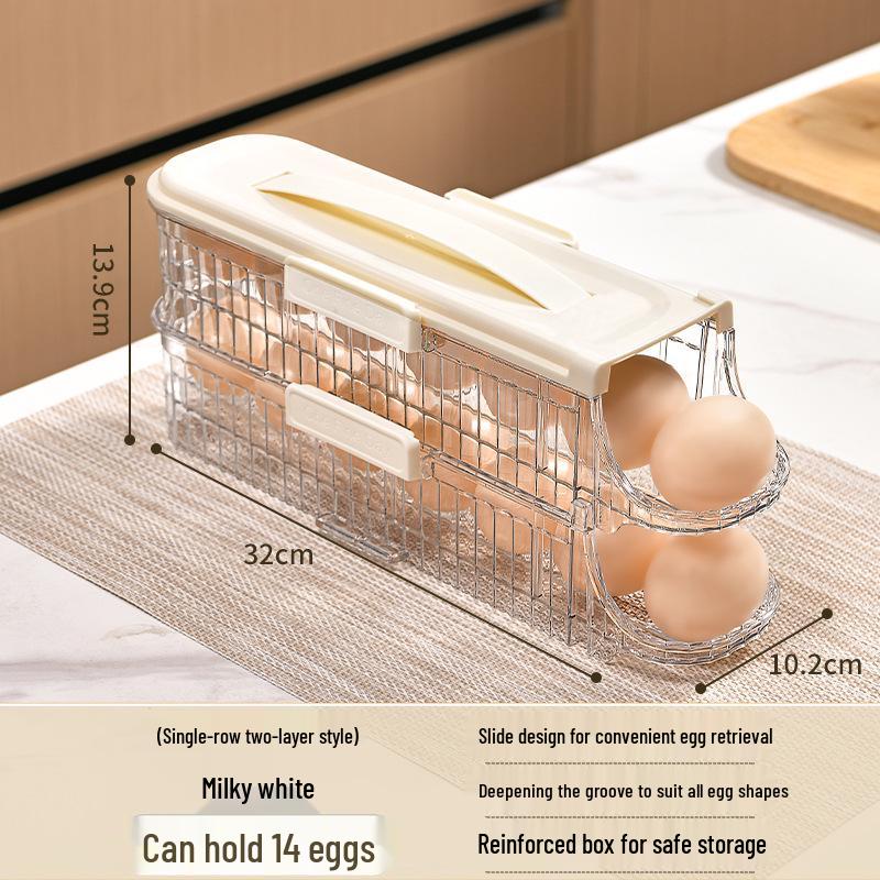 Refrigerator Egg Storage: Automatic Rolling Food-Grade Rack for Fresh-Keeping