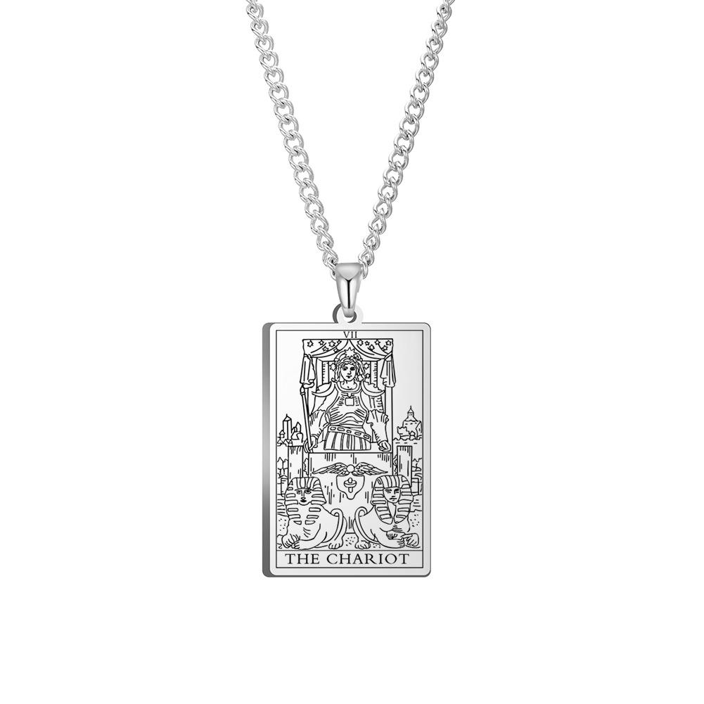 

Hip Hop Men s Tarot Pendant Necklace Titanium Steel Trendy Accessory Chain