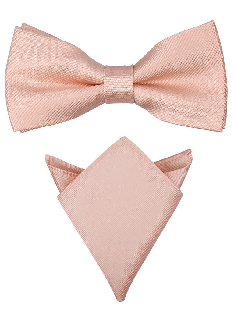 Bow Ties For Men Pre-tied Butterfly Knot Bowtie Hanky Set Solid Color Bow Tie Handkerchief For Adult Male Wedding Gift