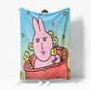 Cute Pink rabbit Series Blanket Cartoon Print Warm Flannel Soft Comfortable Home Travel  Bed Blanket Birthday Couple kids Gift
