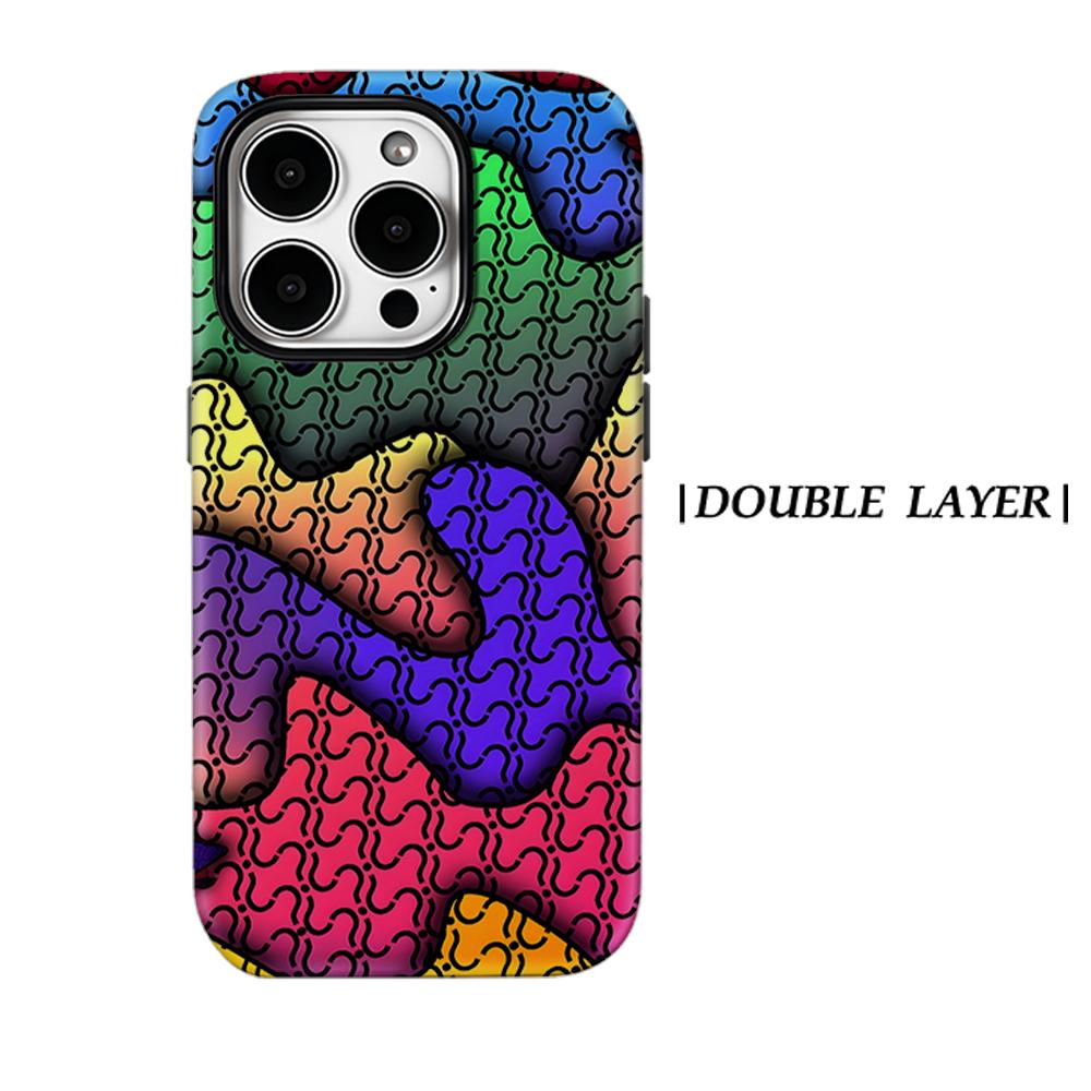 Rainbow Abstract Swirl Phone Case for IPhone 17AIR 16E 16 15 14 13 12 11 17 Pro Max Plus Double-layer Back Cover