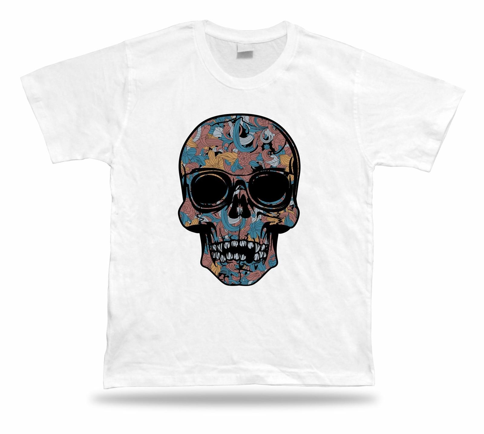 Skull flowers tranquility black hmor funny charm tricot Tshirt Tee best gift T S разноцветный