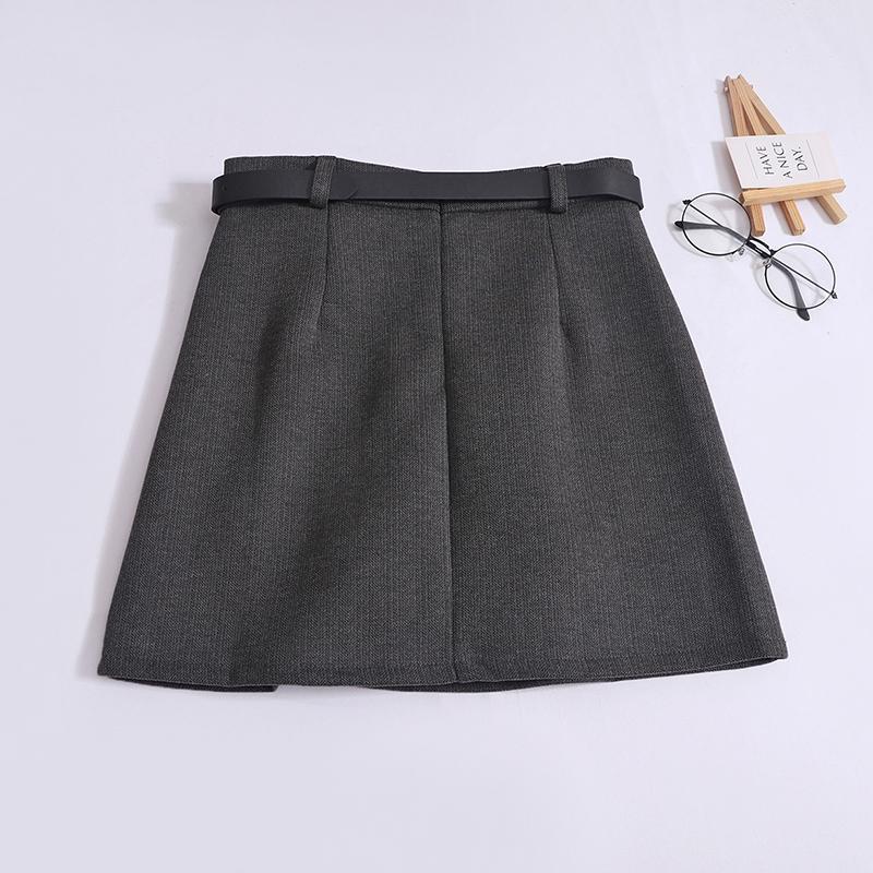 Damen Wollrock mit hoher Taille und Gürtel Lässiger Büro-Minirock Schicke figurbetonte A-Linien-Röcke