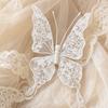 Lace Butterfly Flower Large 3D Artificial Butterfly with Embroidered Mesh Wings and Foam Bead Body Lightweight White