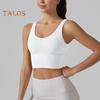 Yoga Vest Bra with Fixed Breast Pads Deep V Back Design Sport Vest Solid Color Shockproof Bra Top Running Fitness Camisole