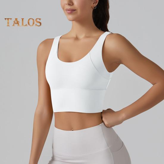 Yoga Vest Bra with Fixed Breast Pads Deep V Back Design Sport Vest Solid Color Shockproof Bra Top Running Fitness Camisole