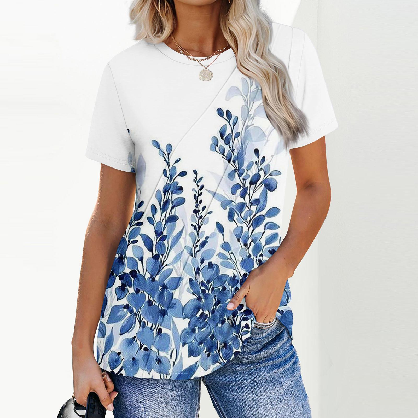 

Женская мода повседневная с коротким рукавом однотонные топы плиссированная модная одежда футболка XL белый