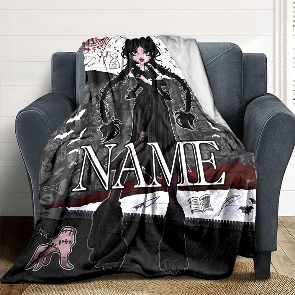 Customiz Name Personality Wednesday Addams Blanket Soft &Warm Sofa Office Bed Travel Lunch Break Blanket, Gift Suitable All Seasons
