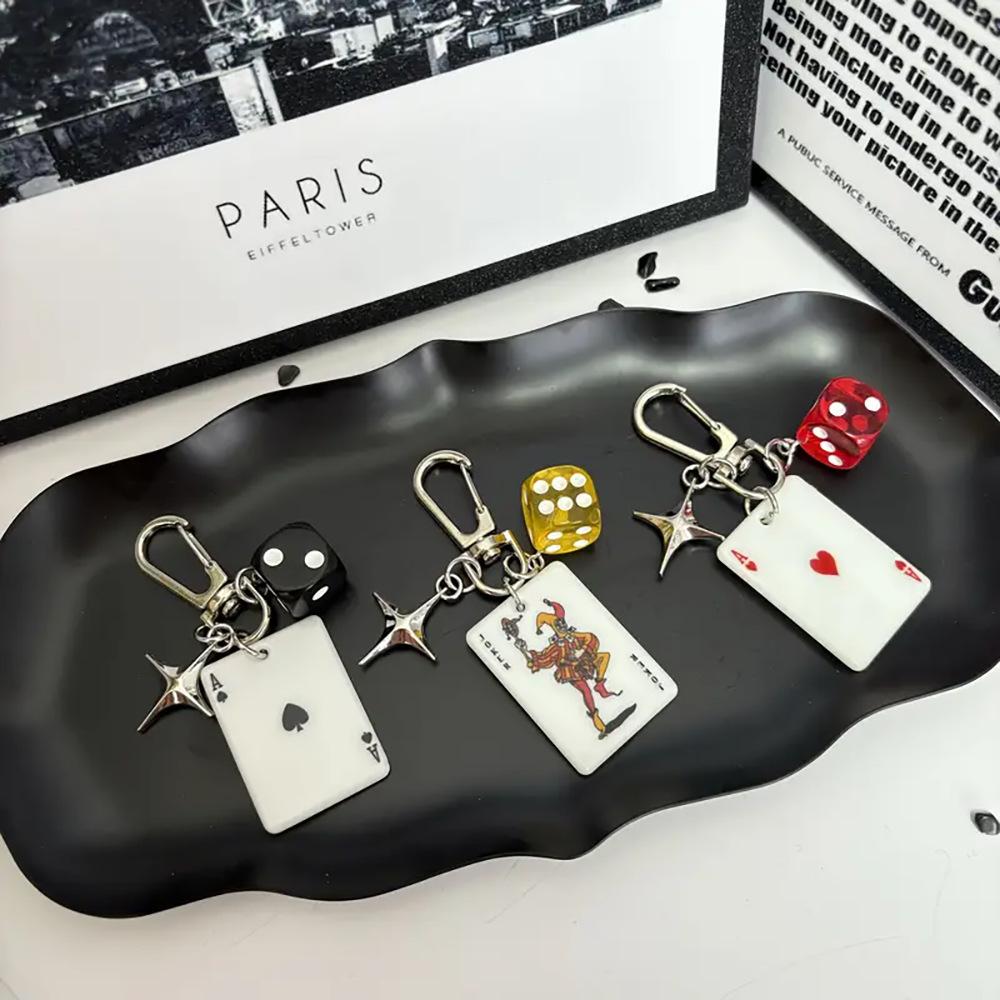 Poker and Dice Keychain Multielement Heart Shape Pendant Key Ring Couple Family Keychain Pendant