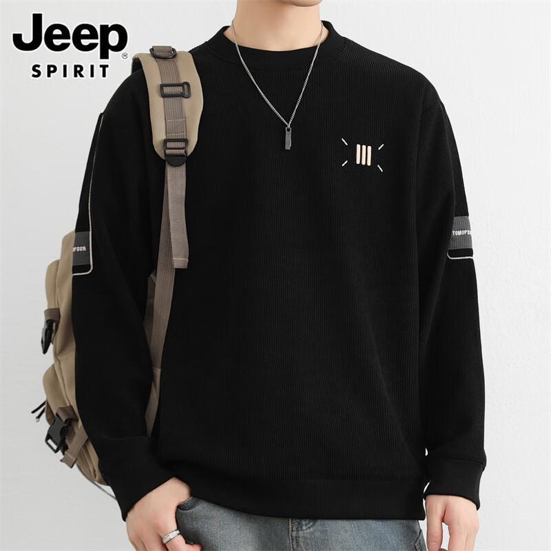 JEEP SPIRIT Men s Autumn/Winter Loose Fit Heavyweight Round Neck Sweatshirt 3XL
