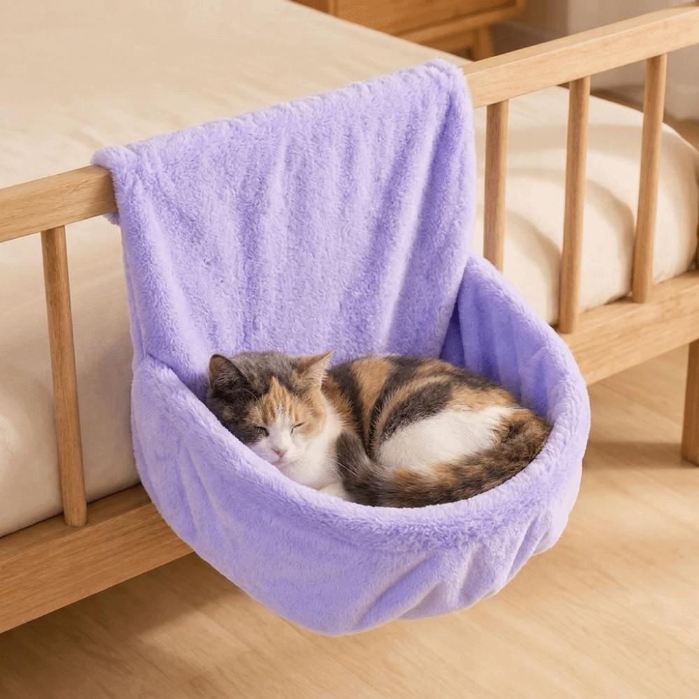 Warmes Plüsch Hängendes Katzenbett Halbkreis Plüsch Schlafkorb Katzenschlafsack Balkongeländer