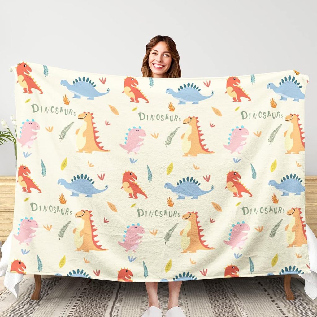Cartoon dinosaur pattern Printed Blanket for Sofa Travel Camping Living Room Office Conditioning Blanket for All Seasons Gifts