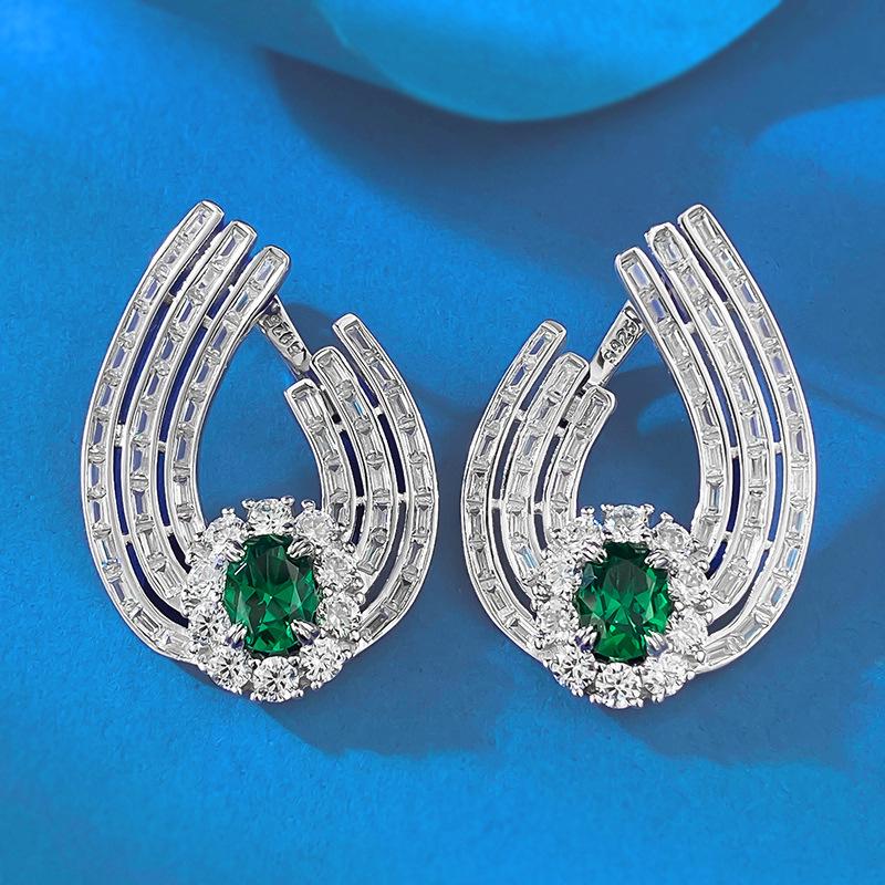 

Lulu Tong Роскошные зеленые серьги из нанокамня из серебра S925 S925 Silver