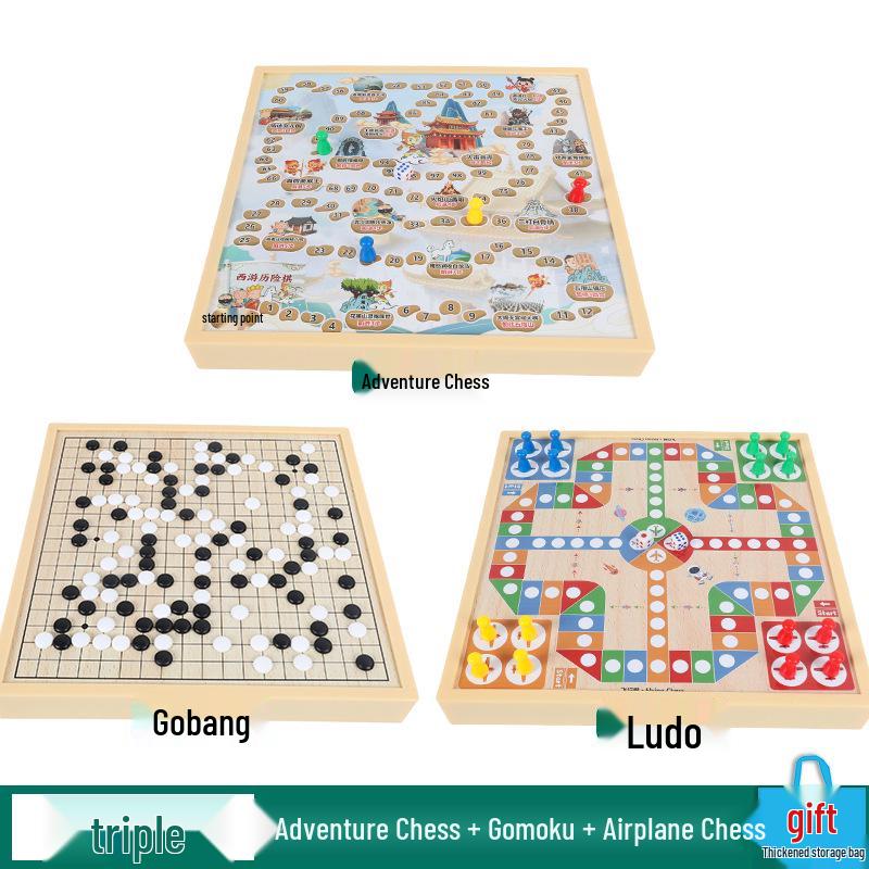 Magnetic 5-in-1 Game Board: Go, Five-in-a-Row, Flying Chess, Checkers, Chinese Chess - Educational Fun for Kids
