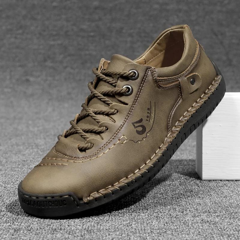 New Men Leather Casual Shoes Outdoor Comfortable High Quality Fashion Soft Homme Classic Ankle Non-slip Flats Moccasin Trend