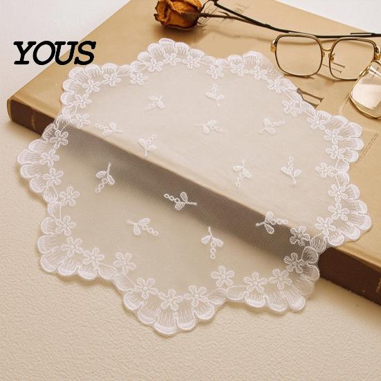 White Lace Doilies for Home Decor Retro Placemat, Floral Doilies, Embroidered Table Mat, Coasters Sheer Mesh Doily Tea Cup, Vase, Coffee Accessories
