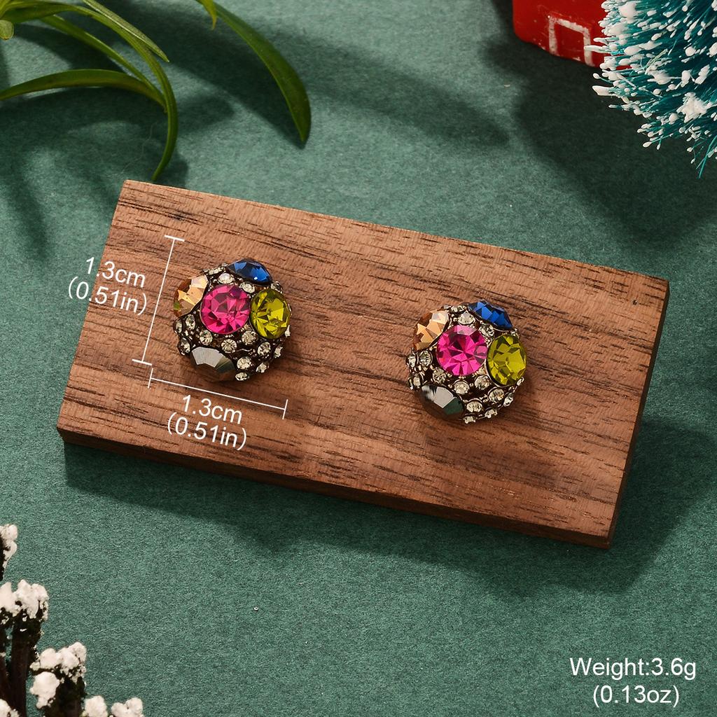 Color Personalized European and American Style Earrings Love Geometric Zircon Christmas Color Retention Earrings Creative Stud Earrings