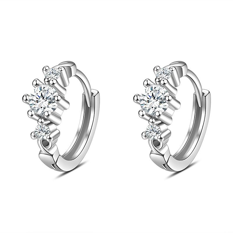 925 Sterling Silver Crystal Circle Earring for Women Making Jewelry Gift Wedding Party Engagement