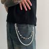 Layered Pants Chain Rhinestones Flower Faux Pearls Accent Punk Style Metal Jeans Chain For Men Women
