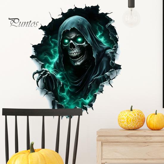 Spooky Wall Stickers Halloween Theme Sticker, Horror Skull Decal, Waterproof Self-adhesive Decor Art, for Home Living Room Bedroom And Party Ornaments