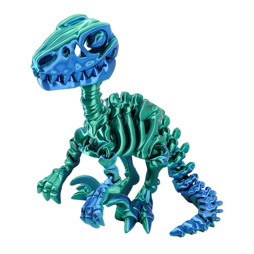 3D Printed Articulated Raptor Skeleton Figurine Dinosaur Bones Poseable ModelToy For Home Office Decors and Collector