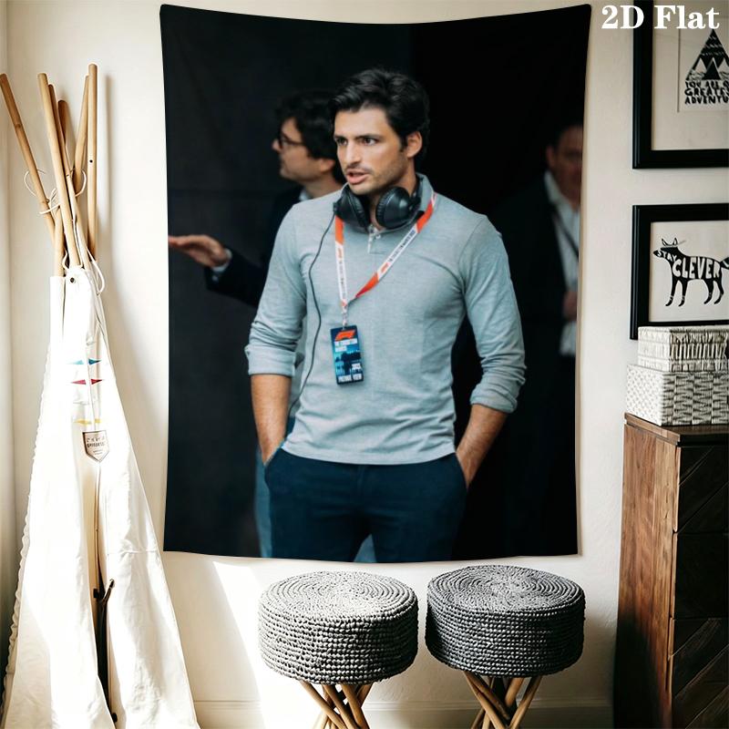 Carlos Sainz Wall Tapestry Aesthetic Wall Hanging Printed Fabric Blanket Decorative Tapestries for Bedroom Living Room Home Decor