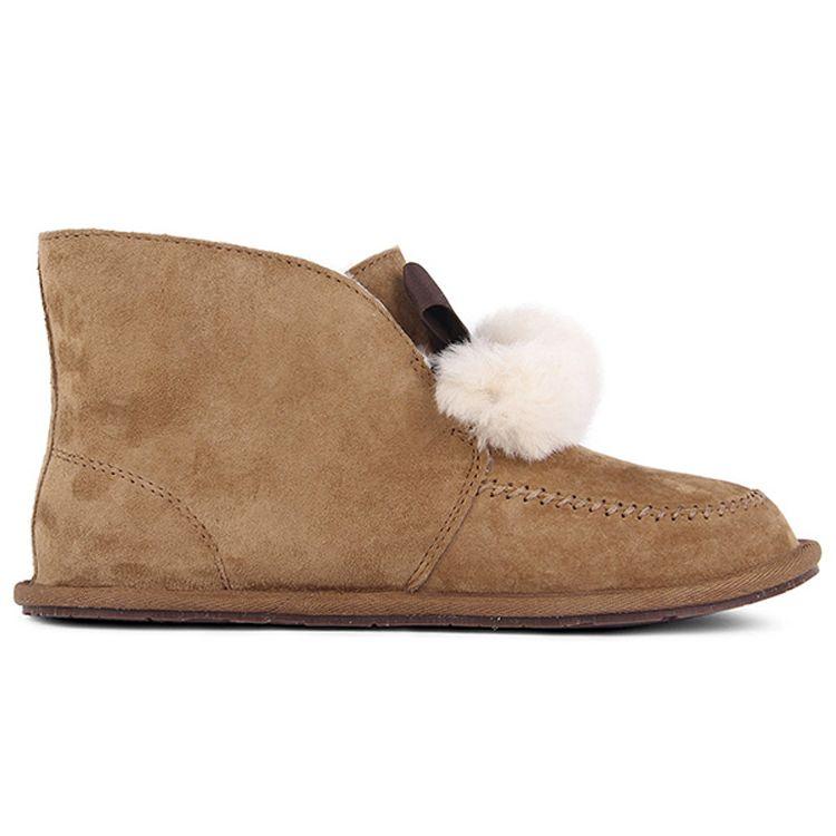 UGG Kallen Wildleder Warm Langlebig Rutschfest Kurze Schneestiefel mit Pompon-Schleife Damenstiefel Kastanie 1017541-CHE