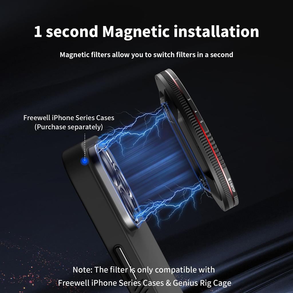 Freewell True Color VNDXMIST Variable ND Edition Stop Filter Compatible with Freewell Sherpa iPhone Series Cases Genius Rig Cages Only (Mist 1/4) 1-5