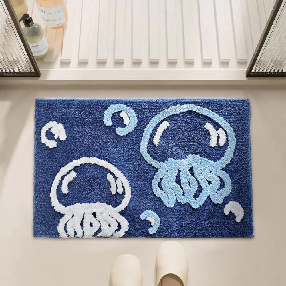 VIKAMA Bathroom Rug- Flannel Soft Toilet Door Mat - Bathroom Entrance Floor Mat - Bathroom Sink Area Carpet Home Decoration